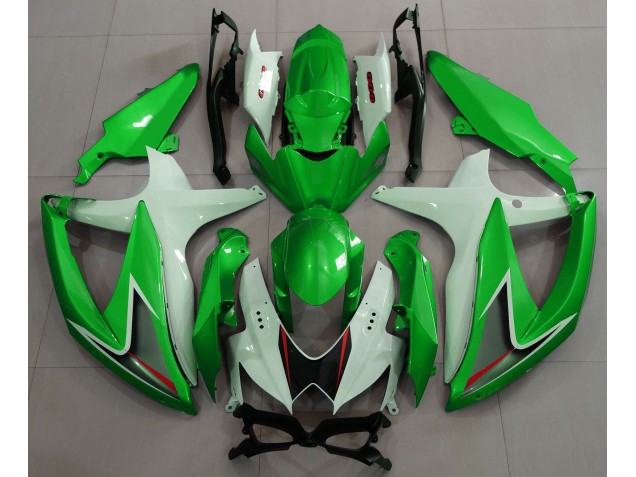 Verde Brillante & Blanco 2008-2010 Suzuki GSXR 600-750 Carenado Moto