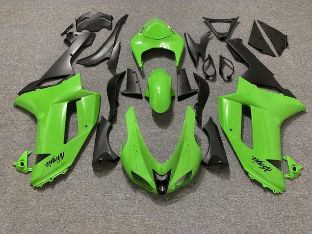 Verde Brillante & Negro Mate 2007-2008 Kawasaki ZX6R Carenado Moto