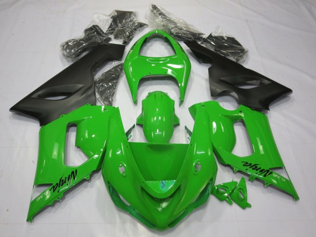 Verde Negro 2005-2006 Kawasaki ZX6R Carenado Moto