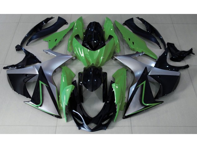 Verde Plata & Negro 2009-2016 Suzuki GSXR 1000 Carenado Moto